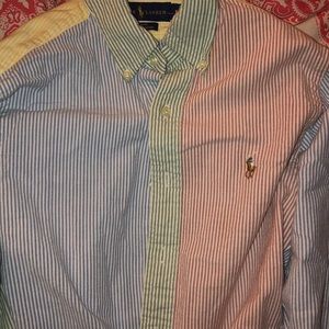 multi color button up polo